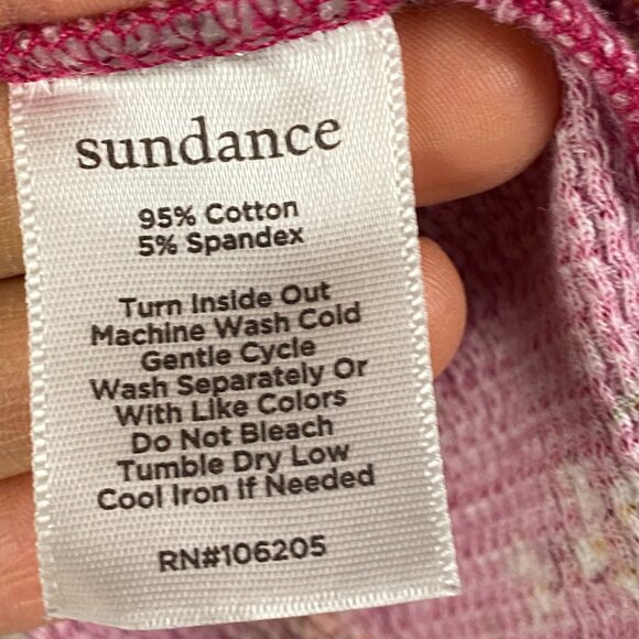 Sundance Red Floral Thermal T Shirt Size Small Crew Neck Long Sleeve - Picture 5 of 10